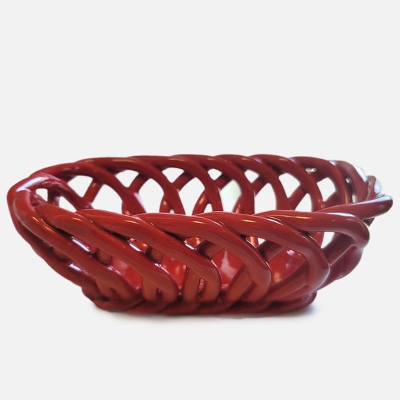 BELLA Handcrafted Red Braided Bread Basket - Picture 2 of 9